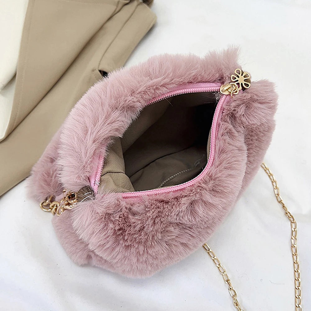 Casual Fuzzy Crossbody Bag Soft Cute