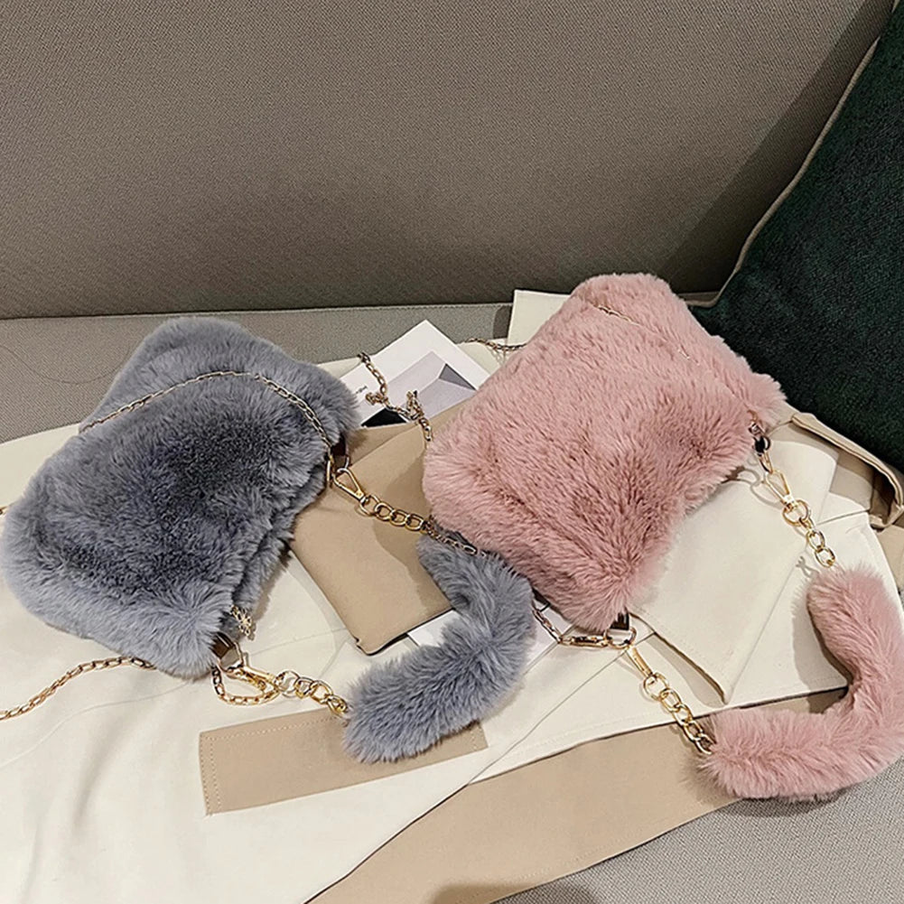 Casual Fuzzy Crossbody Bag Soft Cute