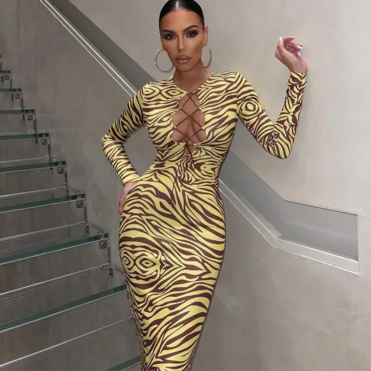 Sexy Striped Long Dress Women